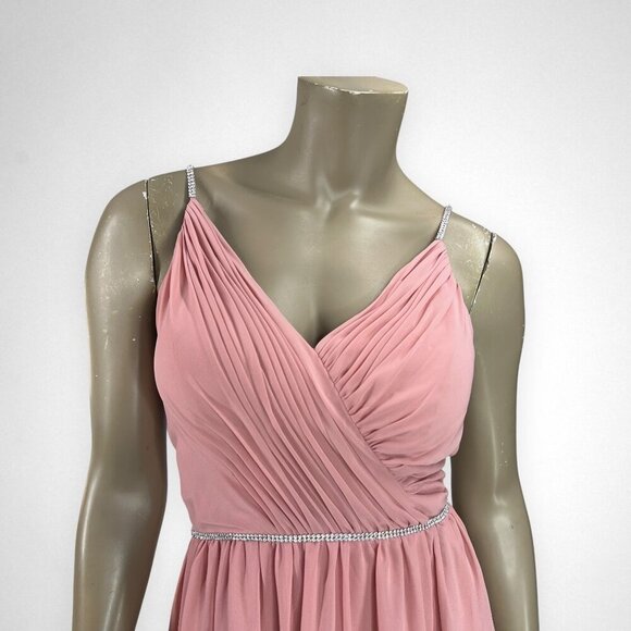 CHRISTINA WU‎ 6 Chiffon Mauve Gown With Rhinestone Straps & Waistline Bridesmaid - Picture 4 of 8